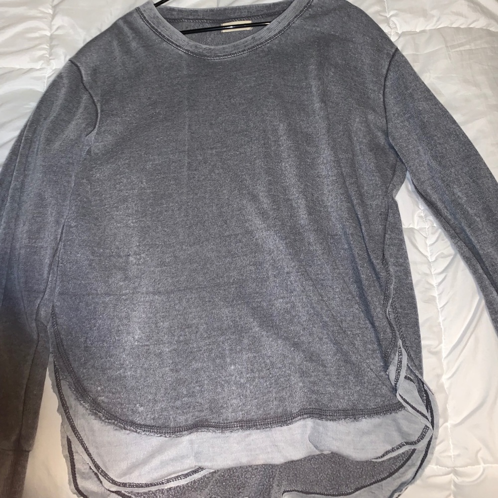 Distressed gray high low sweater